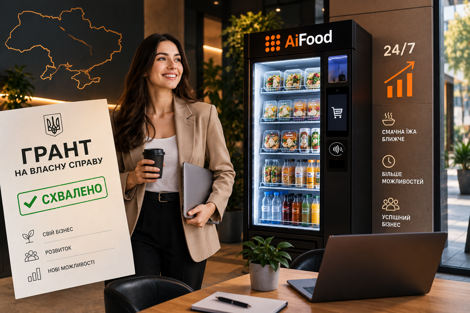 Грант «Власна справа» 2026: як відкрити вендинговий бізнес з AiFood