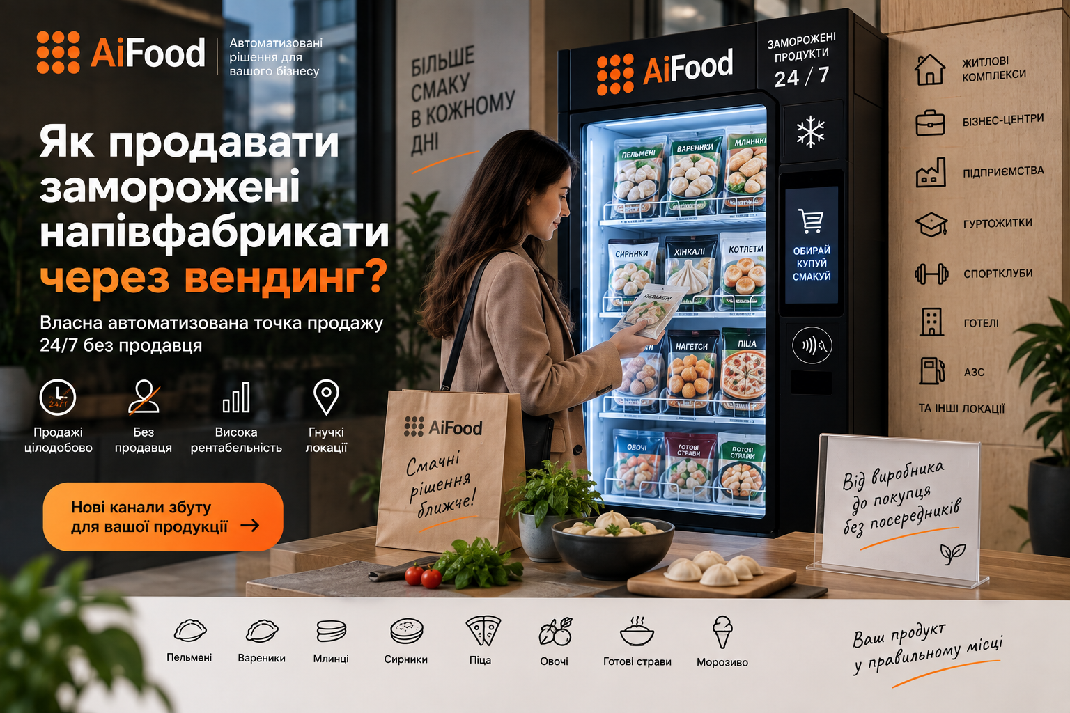 Як продавати заморожені напівфабрикати через вендинг | AiFood