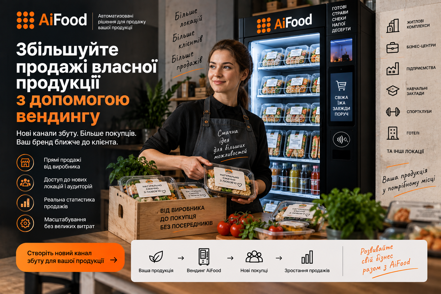 Як збільшити продажі власної продукції за допомогою вендингу | AiFood